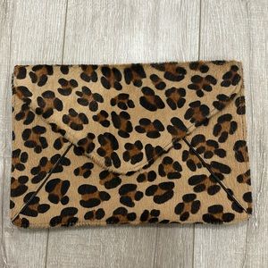 Leopard print envelope clutch